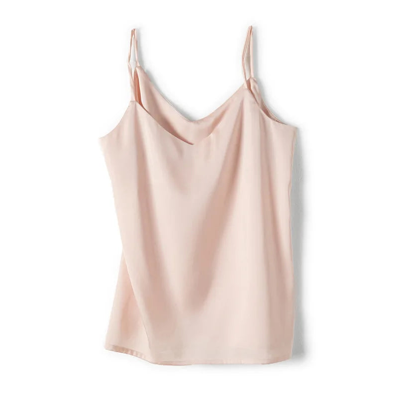 Women Camisole Fashion Strap Top  Halter V Neck Basic White Cami Sleeveless Satin Silk Tank Tops Women'S Summer  Spring Fall