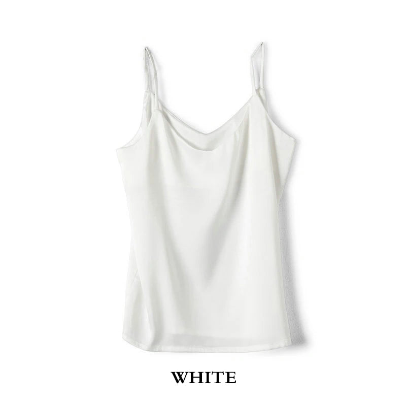 Women Camisole Fashion Strap Top  Halter V Neck Basic White Cami Sleeveless Satin Silk Tank Tops Women'S Summer  Spring Fall