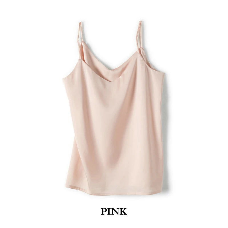 Women Camisole Fashion Strap Top  Halter V Neck Basic White Cami Sleeveless Satin Silk Tank Tops Women'S Summer  Spring Fall