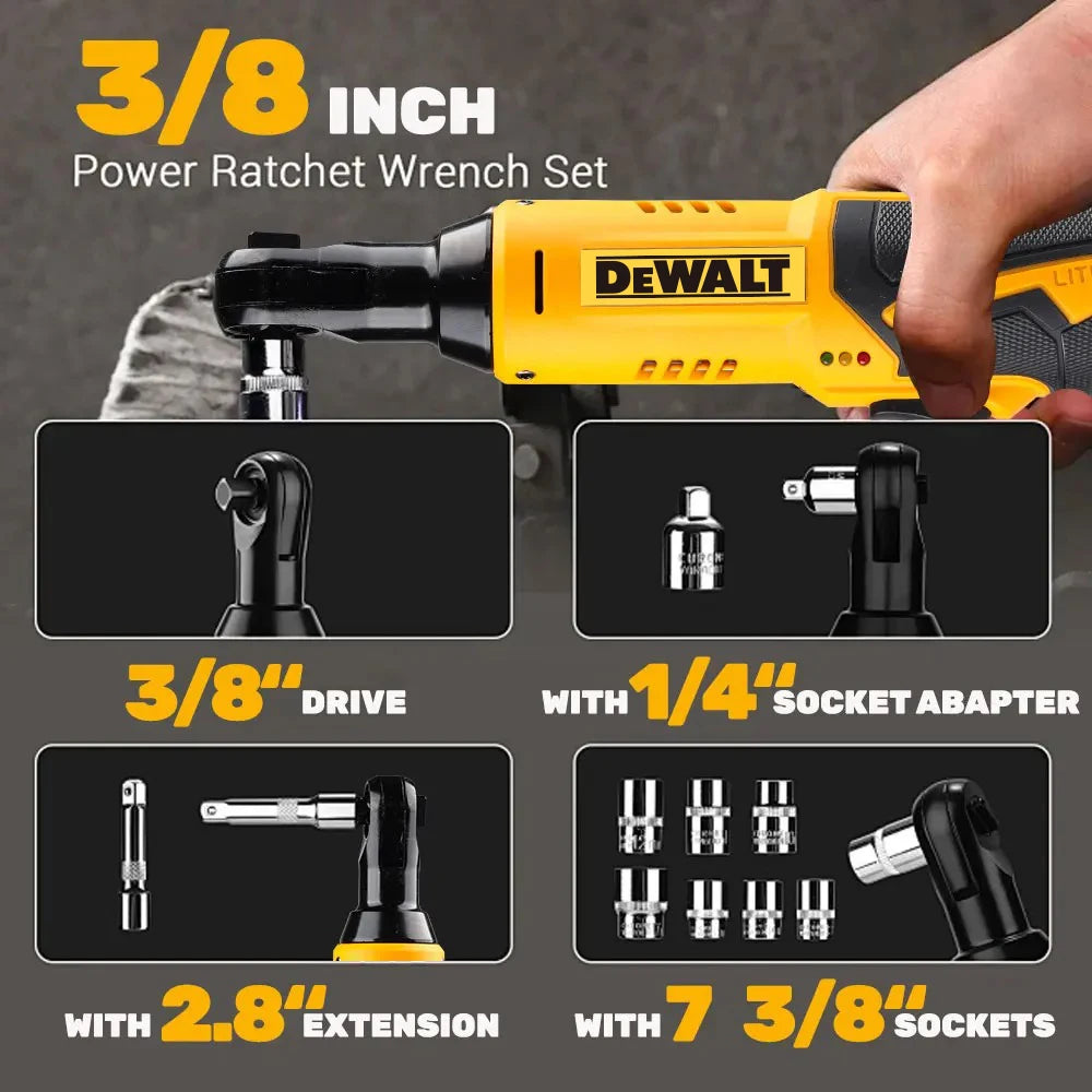 DEWALT 12V 3/8 rechargeable lithium battery wrench, stage construction, motorcycle maintenance, small household appliances.