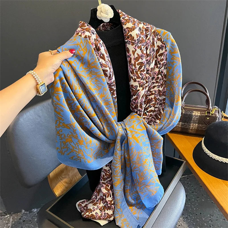 New Spring Women Cotton Scarf Beach Hijab Shawls and Wraps 2024 Luxury Brand Flower Female Foulard Echarpe Designer Bandana